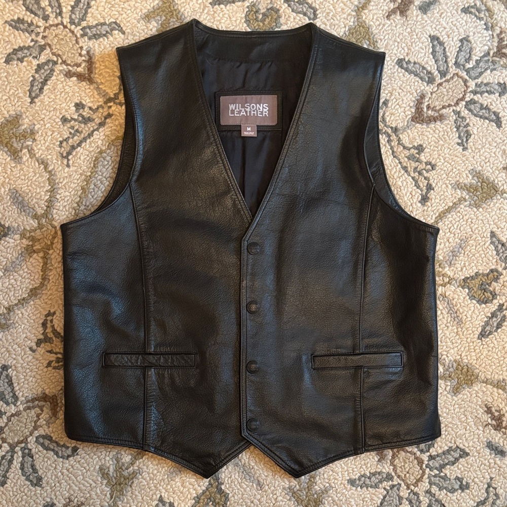Wilsons Leather Black Classic Biker Vest